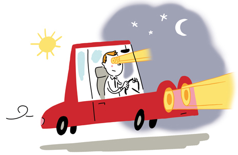 Visuel changement d'heure - être vigilant sur la route