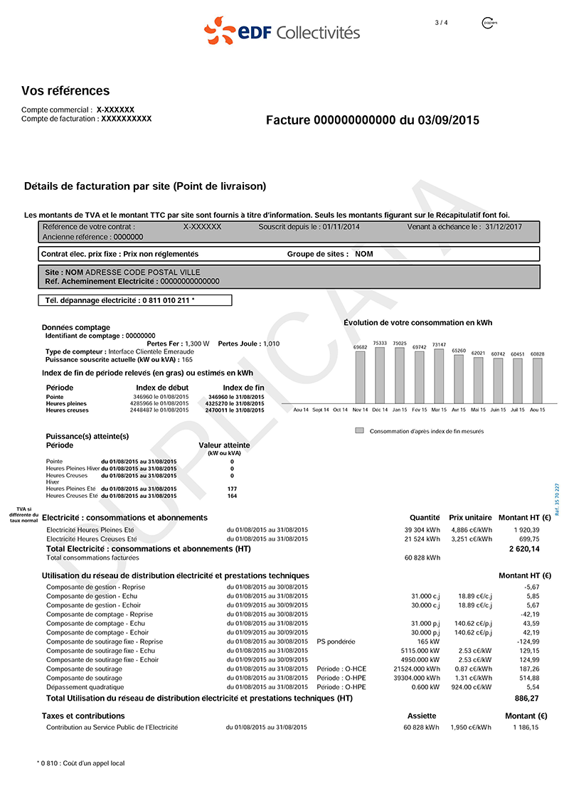 Exemple facture electricite