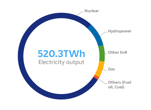 Breakdown of electricity production in 2024 (detailed description below)