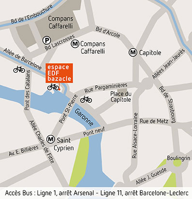 Plan d'accès à l'espace EDF Bazacle