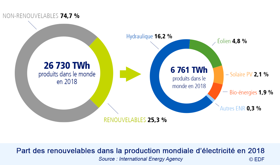 La production d'ENR dans le monde en 2018