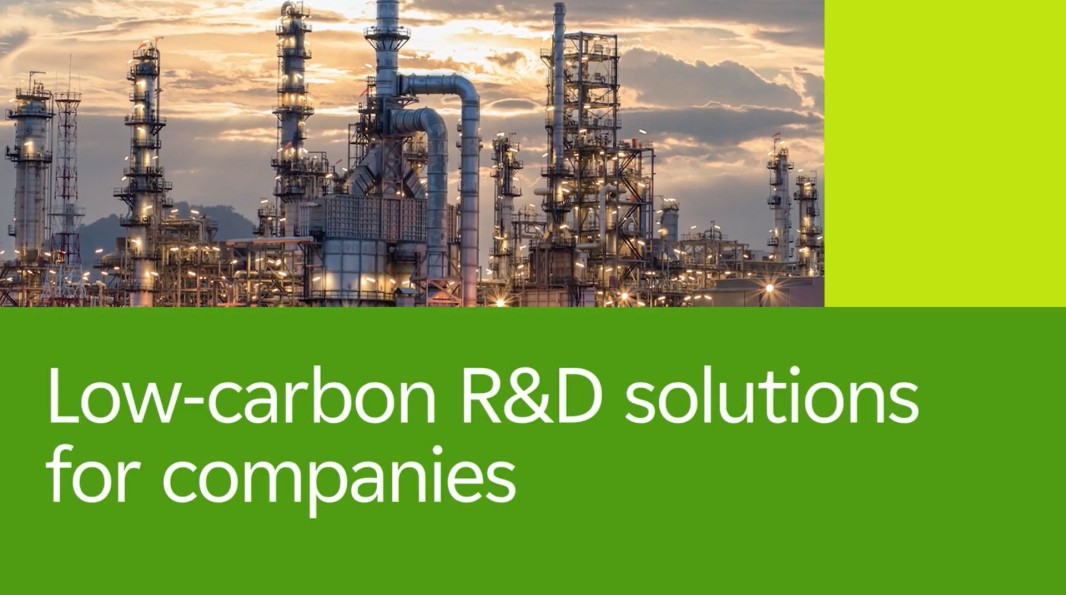 Screen capture of the video entitled Low-carbon R&D solutions for companies
