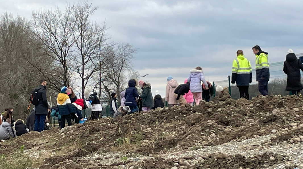 Les enfants plantent les arbustes