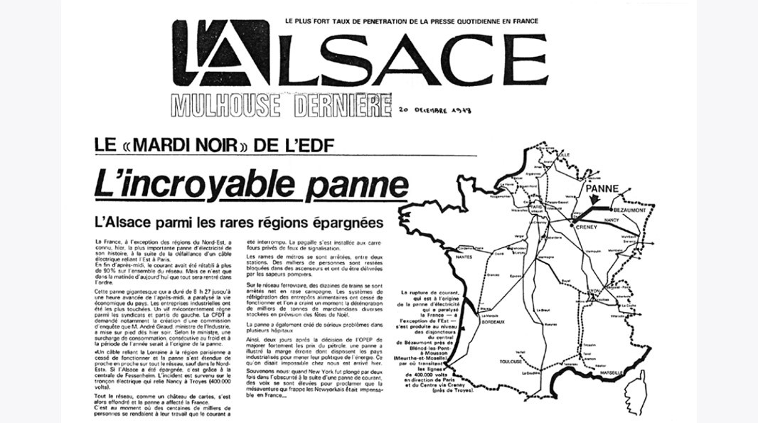 Une du journal l'Alsace - 20 décembre 1978