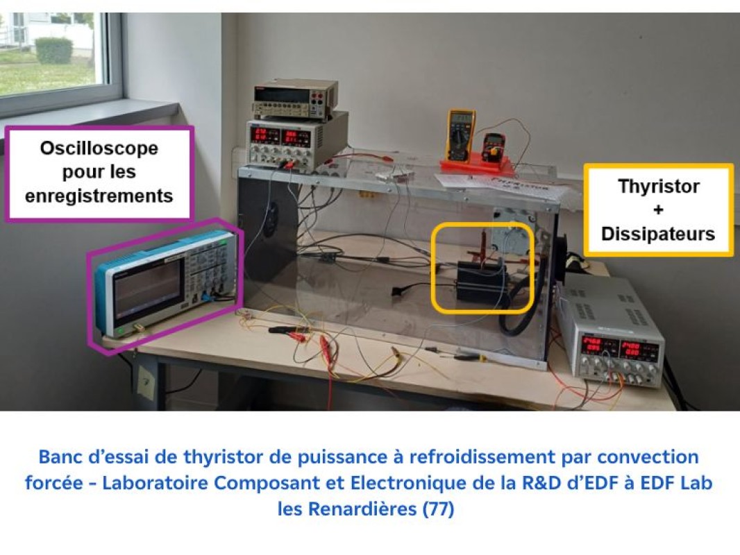 Banc d’essai de thyristor de puissance à refroidissement par convection forcée – Laboratoire Composant et Electronique de la R&D d’EDF à EDF Lab les Renardières (77)