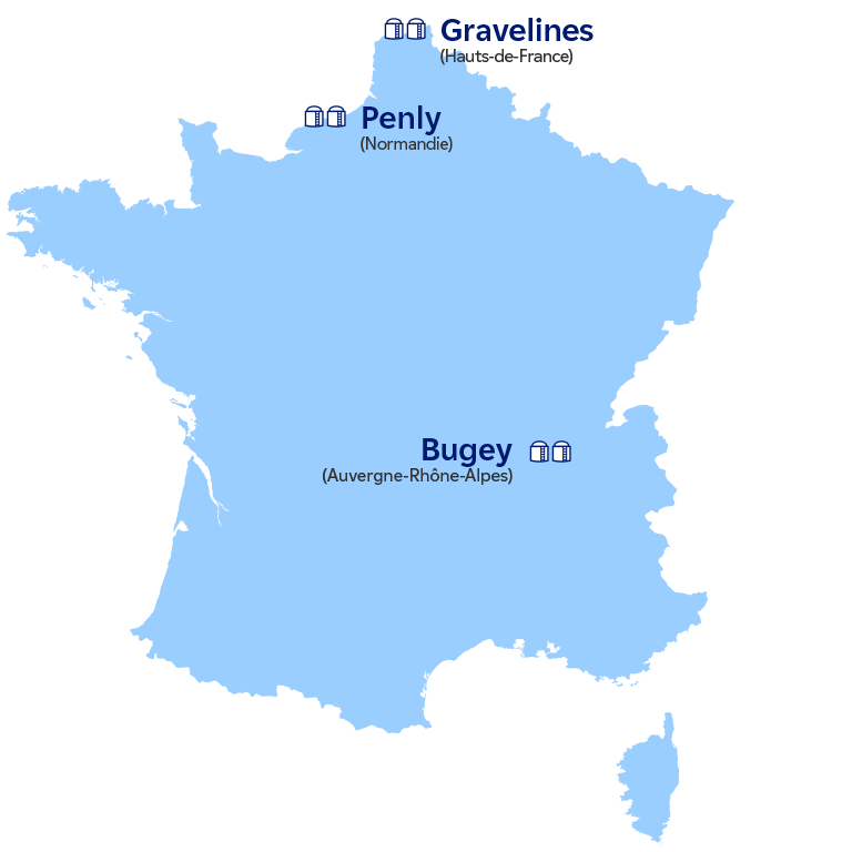 Carte : Implantation des projets EPR2