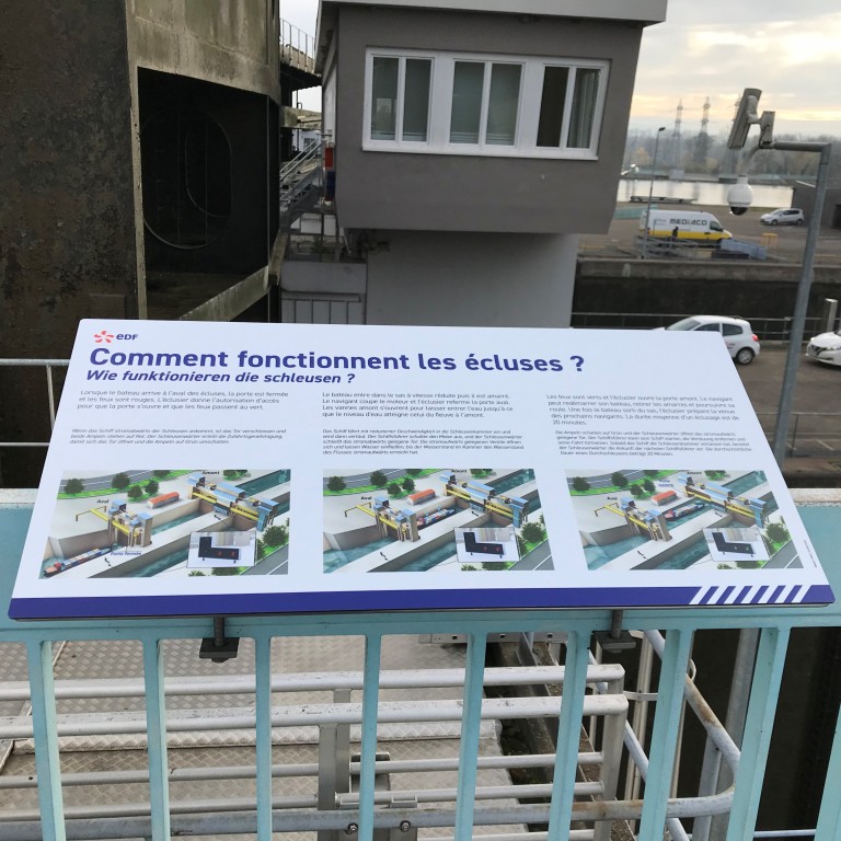 Panneau au belvédère de l'écluse de Strasbourg