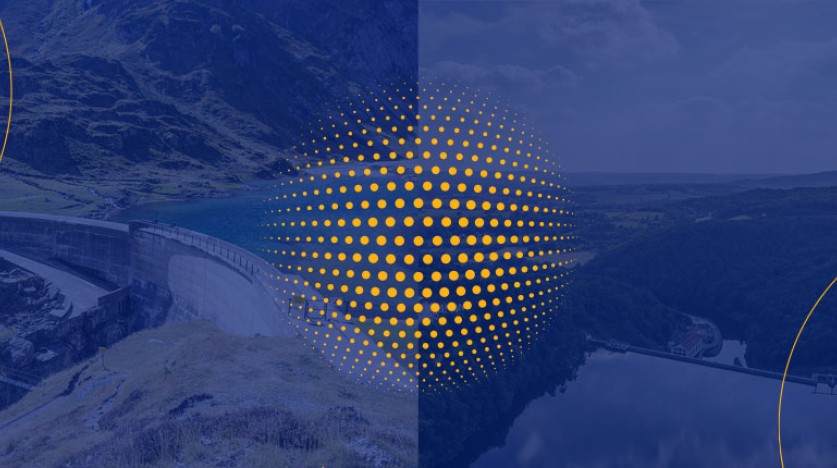 Bandeau présentant différentes vues de centrales nucléaires, de barrages et de la planète Terre vue de l'espace