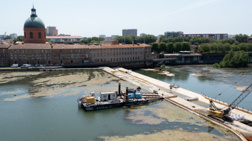 Chantier de la chaussée du Bazacle 2024
